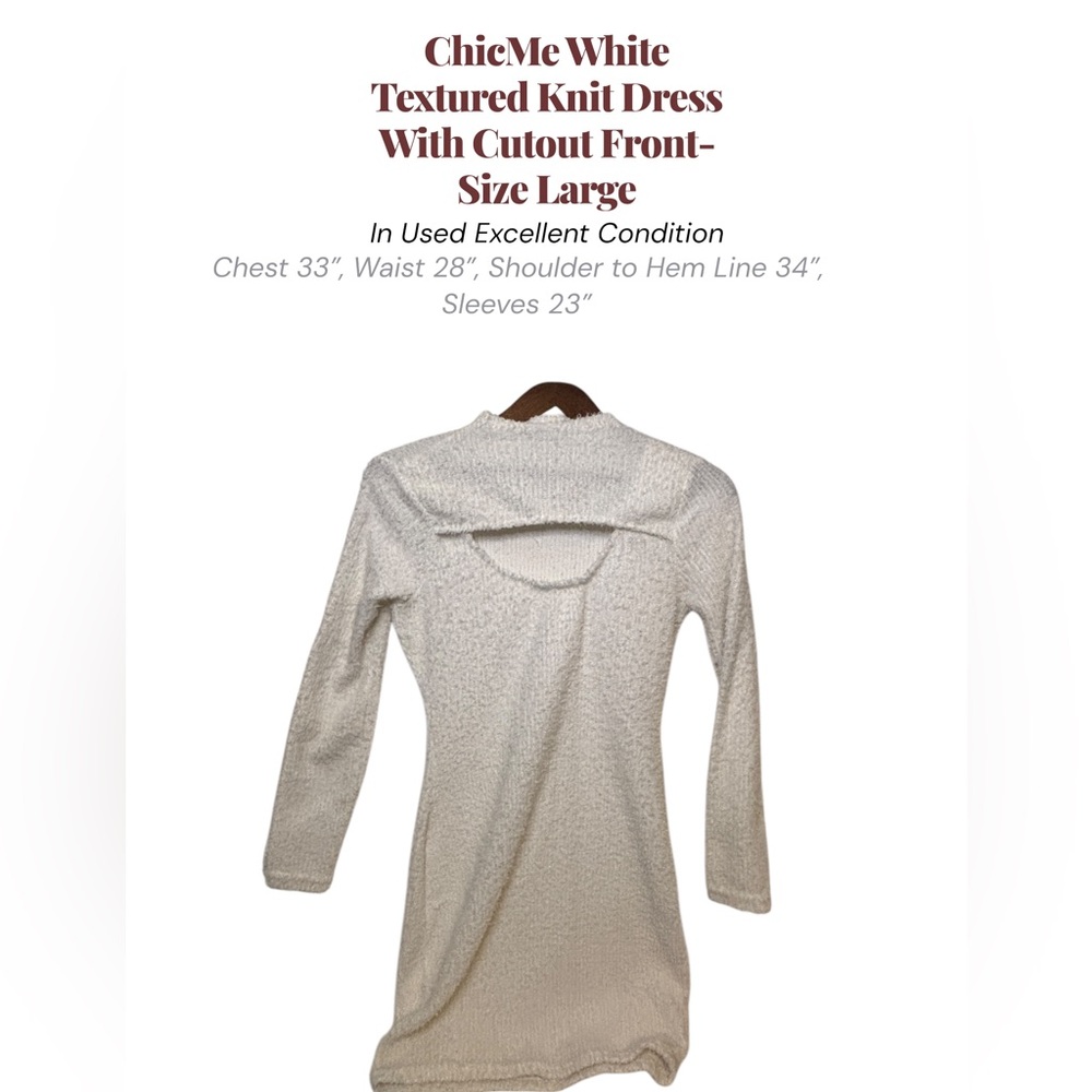 ChicMe White Textured Knit Dress Cutout Front Size L